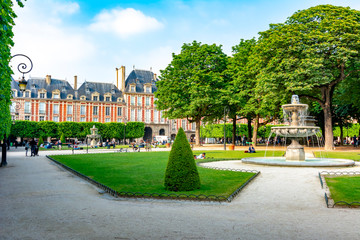 Vosges square (Place des Vosges) in Paris, France