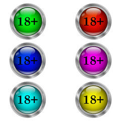 18 plus icon. Set of round color icons.