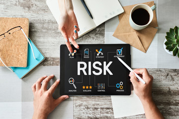 Risk management business and technology concept on virtual screen.