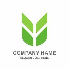 Organic Herbal Plant Green Leaf Nature Farm Vegetables Agriculture Business Company Stock Vector Logo Design Template