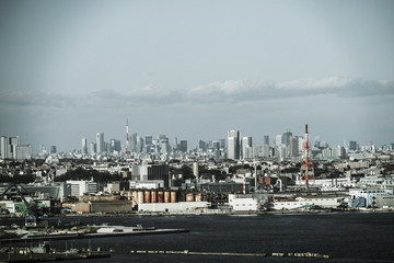マリンタワーから見える横浜の街並み（モノクローム）