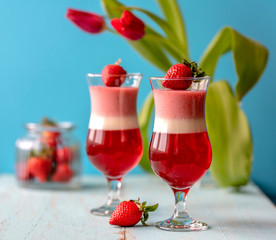 Panna Cotta on blue background