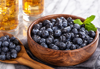 Closeup of a Bowl of Fresh Blueberries