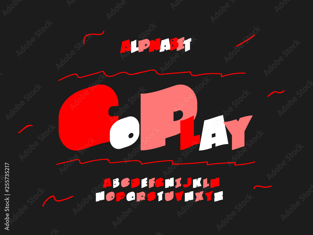 Wall mural Go Play font. Vector alphabet