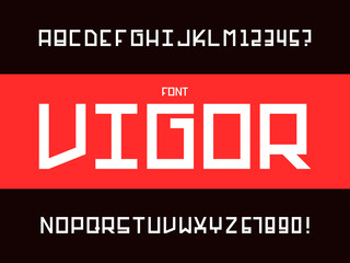 Vigor font. Vector alphabet 