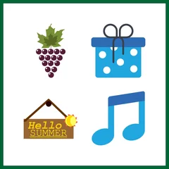 Fototapeten 4 composition icon. Vector illustration composition set. grapes and musical note icons for composition works © Orxan