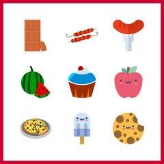 9 snack icon. Vector illustration snack set. popsicle and chocolate icons for snack works
