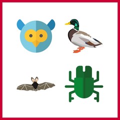 4 wing icon. Vector illustration wing set. duck and bat icons for wing works