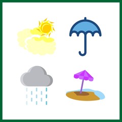 4 storm icon. Vector illustration storm set. rain and cloudy icons for storm works