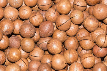 Macadamia nuts, on the counter of the eastern market