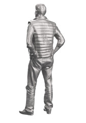 Fototapeta na wymiar Man standing silhouette, people on White background, 3d render