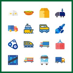 16 delivery icon. Vector illustration delivery set. container and ship icons for delivery works