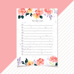 to do list with beautiful watercolor flower frame
