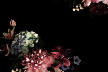 Karta kwiatowa. Vintage kwiaty. - 255736807