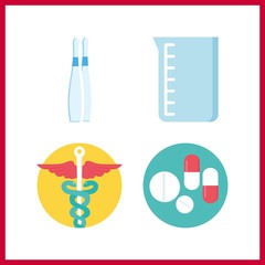 4 drug icon. Vector illustration drug set. pharmacy and ampoule icons for drug works
