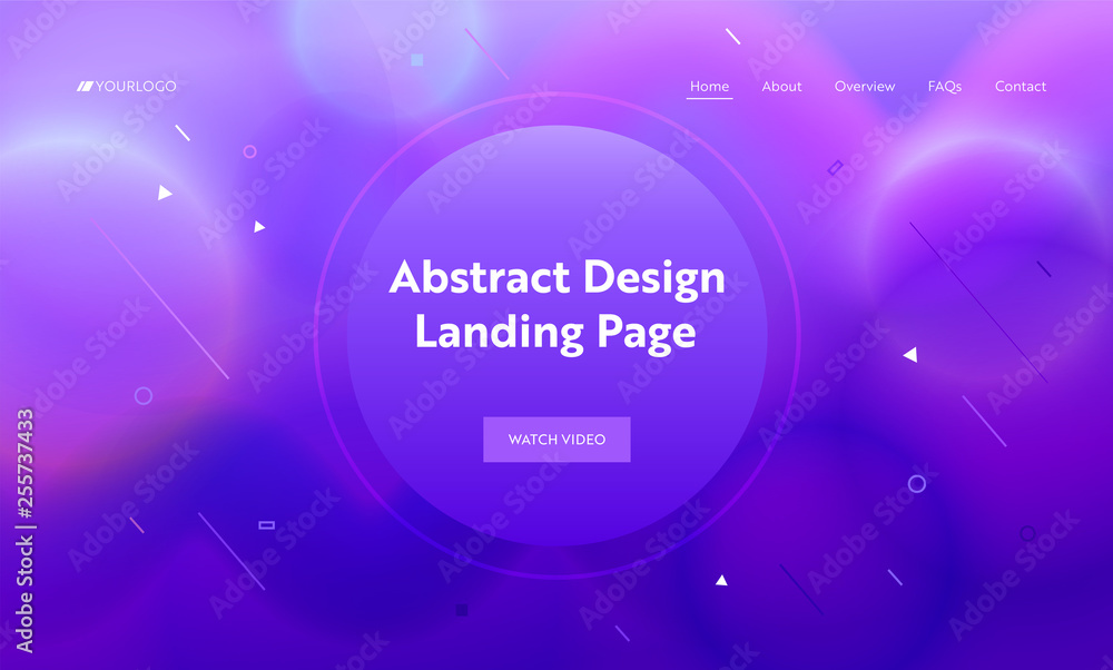 Poster violet abstract geometric round shape landing page background. trendy minimalistic motion gradient p