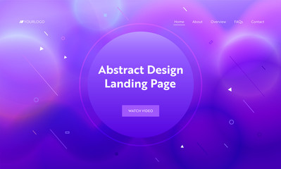 Violet Abstract Geometric Round Shape Landing Page Background. Trendy Minimalistic Motion Gradient Pattern. Futuristic Circle Element for Website Web Page. Flat Cartoon Vector Illustration
