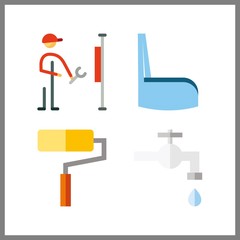4 renovation icon. Vector illustration renovation set. plaster and reparation icons for renovation works
