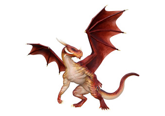 3D Rendering Fairy Tale Dragon on White