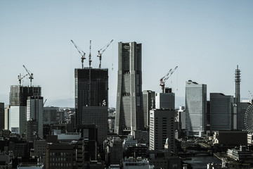 マリンタワーから見える横浜の街並み（モノクローム）