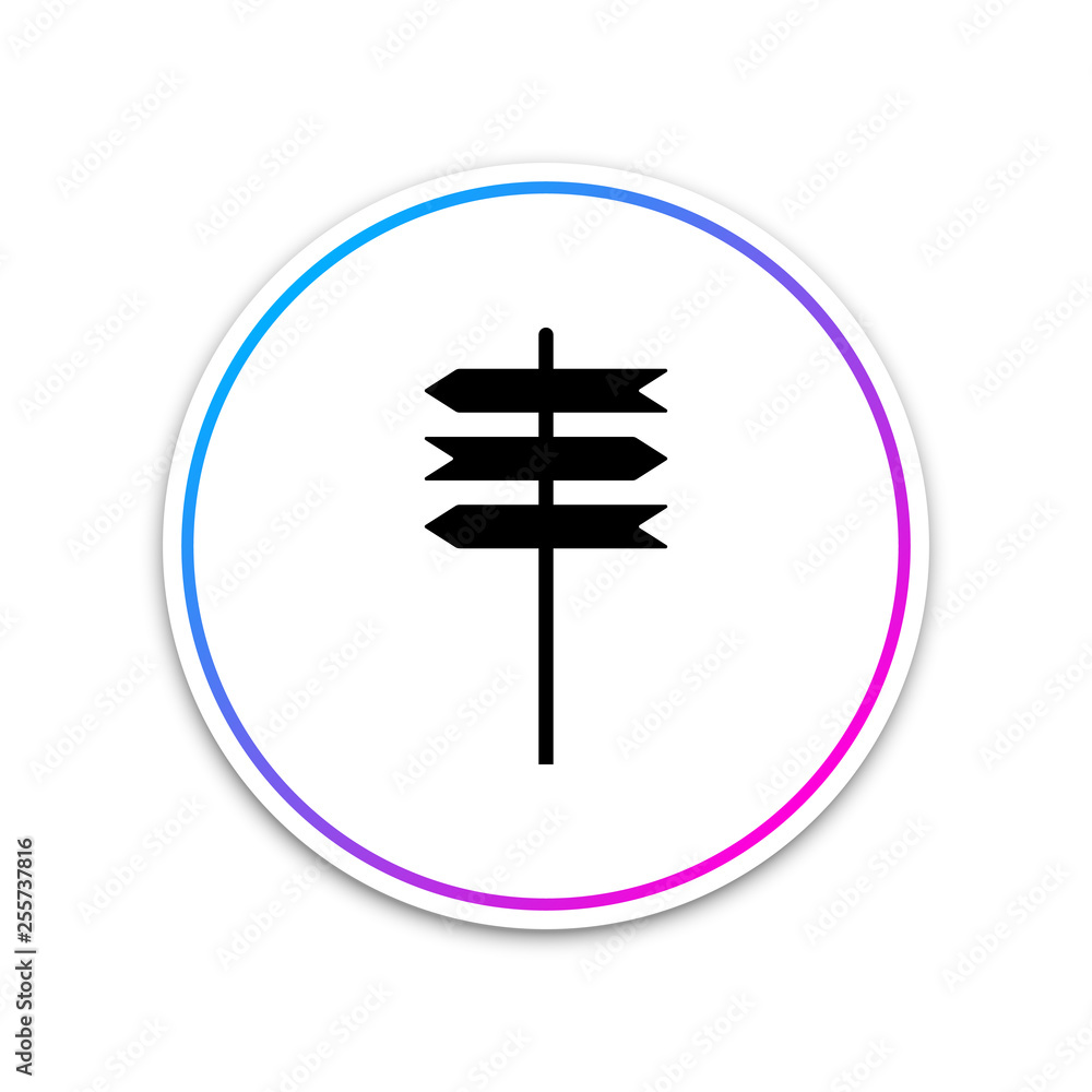 Poster signpost icon isolated on white background. road sign. pointer symbol. circle white button. vector i