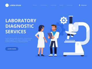 Laboratory diagnostic services. Medical tools. Colored vector illustration
