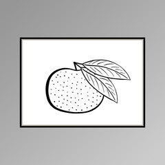 Tangerine poster in black and white for interior decor