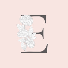 Vector Blooming Floral Initial E Monogram and Logo