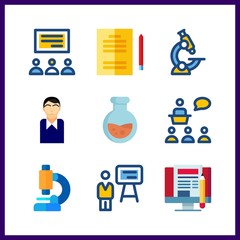 9 study icon. Vector illustration study set. blogging and studying icons for study works