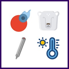 4 climate icon. Vector illustration climate set. polar bear and comet icons for climate works