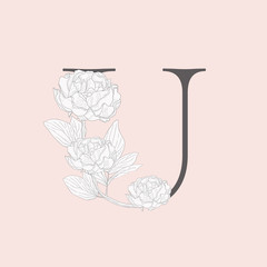 Vector Blooming Floral Initial U Monogram and Logo