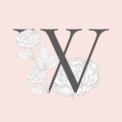 Vector Blooming Floral Initial W Monogram and Logo