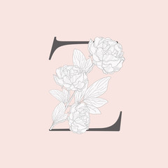 Vector Blooming Floral Initial Z Monogram and Logo
