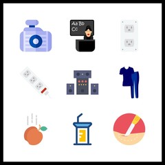 9 room icon. Vector illustration room set. class and radiator icons for room works