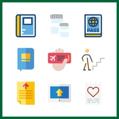 9 document icon. Vector illustration document set. bank for analysis and text file icons for document works