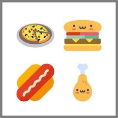 4 meat icon. Vector illustration meat set. hamburger and chicken leg icons for meat works
