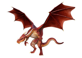 3D Rendering Fairy Tale Dragon on White