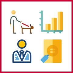 4 management icon. Vector illustration management set. bar chart and user icons for management works