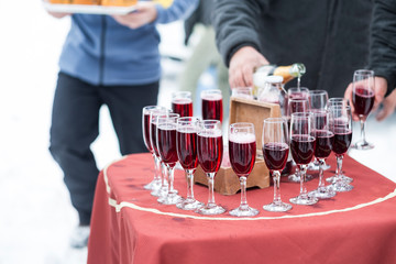 waiter serving champagne