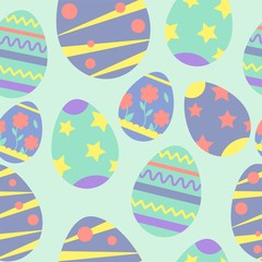 Vector seamless pattern on the theme of Easter and spring. Cartoon illustration