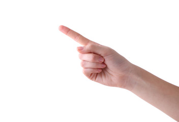 Female hand gesture isolated on a white background