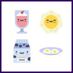 4 protein icon. Vector illustration protein set. egg and milkshake icons for protein works