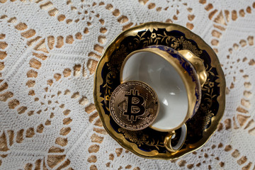 shining golden bitcoin