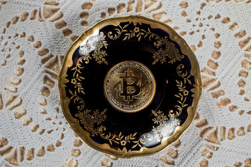 shining golden bitcoin