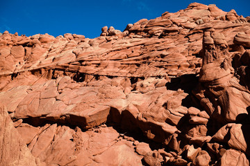 Argentina. Funny sandstone rockformations between Cachi and Cafayate in Salta, Argentina. This photo is taken at the Cuevas the Acsibi, a remote natural highlight along ruta 40. 