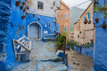 Fototapeta na wymiar Panorama of streets of Chefchaouen the Blue city of Morocco
