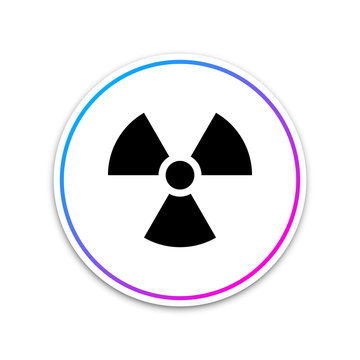 Radioactive icon isolated on white background. Radioactive toxic symbol. Radiation Hazard sign. Circle white button. Vector Illustration