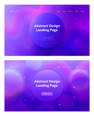 Fototapeta na wymiar Electric Blue Abstract Circle Shape Composition Landing Page Background. Geometric Pink Curve Motion Gradient Pattern Set. Creative Element for Website Web Page. Flat Cartoon Vector Illustration