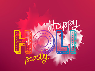 Happy holi party vector banner. Vector greeting card. Party invitation concept
