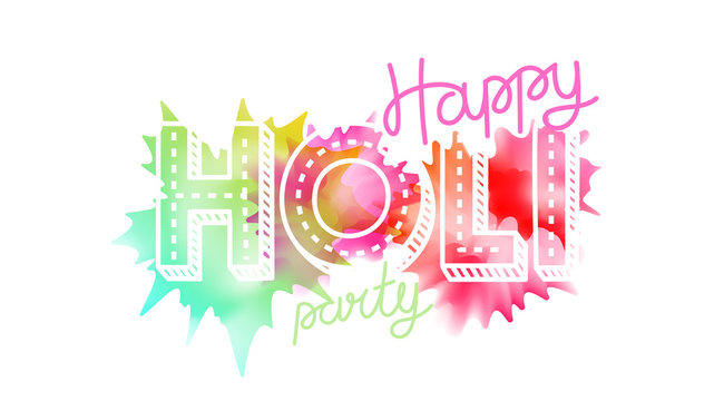 Happy holi party vector banner. Vector greeting card. Party invitation concept